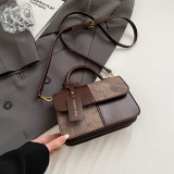 Deep Coffee Daily Simplicity Solid Patchwork Contrast Bags