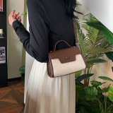 Brown Casual Simplicity Solid Patchwork Weave Bags