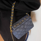 Blue Casual Simplicity Letter Plaid Chains Texture Bags