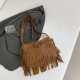 Brown Casual Daily Solid Tassel Bags