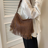 Black Casual Daily Solid Tassel Bags