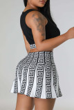 Red Sweet Print Patchwork U Neck Sleeveless Two Pieces