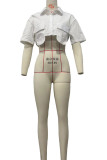 Black Casual Solid Patchwork Pocket Buckle Shirt Collar Tops