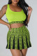 Green Sweet Print Patchwork U Neck Sleeveless Two Pieces