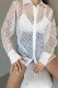 White Sexy Letter See-through Turndown Collar Tops