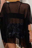 Black Sportswear Print Patchwork 3 Piece Sets(With Paddings)