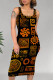 Black Yellow Casual Geometric Print U Neck Printed Dresses