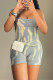 Grey Street Striped Patchwork Backless Spaghetti Strap Skinny Rompers