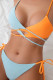 Orange Blue Sportswear Color Block Bandage Hollowed Out Patchwork Swimwears(With Paddings)