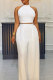 White Casual Street Daily Elegant Simplicity Solid Color Halter Sleeveless Two Pieces