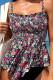 Multicolor Sportswear Print Patchwork Backless Fold Swimwears(With Paddings)