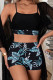 Black Sportswear Print Patchwork 3 Piece Sets(With Paddings)