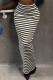 Black And White Casual Striped Patchwork Regular Mid Waist Full Print Bottoms