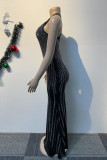 Red Street Daily Elegant Formal Hot Drill V Neck Dresses