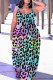 Blue Purple Sexy Casual Print Backless Spaghetti Strap Long Dresses