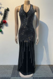 Red Street Daily Elegant Formal Hot Drill V Neck Dresses