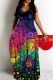 Multicolor Sexy Print Backless Spaghetti Strap Long Dresses