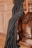 Black Sexy Street Daily Party Elegant Formal Hot Drill V Neck Dresses