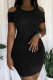 Black Street Solid Hollowed Out Patchwork O Neck Wrapped Skirt Dresses