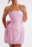 Pink Sexy Solid Patchwork Backless With Bow Strapless A Line Dresses