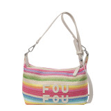 Colour Daily Letter Color Block Patchwork Zipper Bags