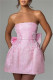 Pink Sexy Solid Patchwork Backless With Bow Strapless A Line Dresses