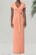Skin Color Casual Solid Slit V Neck Long Dresses