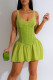 Green Street Solid Patchwork Backless V Neck Ball Gown Dresses