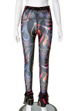 Colour Street Print Patchwork Skinny Mid Waist Speaker Full Print Bottoms