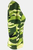 Army Green Casual Camouflage Print Basic O Neck T-Shirts