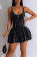 Black Street Solid Patchwork Backless V Neck Ball Gown Dresses
