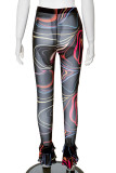 Colour Street Print Patchwork Skinny Mid Waist Speaker Full Print Bottoms