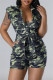Camouflage Casual Camouflage Print Buttons Turndown Collar Skinny Rompers