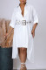White Sweet Solid Patchwork Buckle With Belt Turndown Collar Irregular Dresses