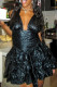 Black Sexy Solid Bandage Hollowed Out Patchwork Halter A Line Dresses