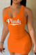 Tangerine Red Sexy Print Patchwork Asymmetrical Collar Wrapped Skirt Dresses