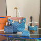 Blue Casual Street Letter Patchwork Zipper Bags