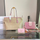 Pink Casual Simplicity Letter Patchwork Contrast Bags
