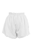 White Casual Solid Patchwork Draw String Loose High Waist Lantern Patchwork Bottoms