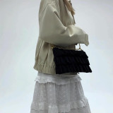 White Sweet Daily Solid Patchwork Fold Zipper Bags