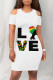 Letter Print Casual Letter Print Flowers O Neck Printed Dresses