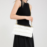 White Sweet Daily Solid Patchwork Fold Zipper Bags