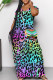 Fluorescent Blue Casual Print Patchwork Pocket V Neck Long Dresses