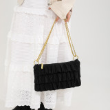 Black Sweet Daily Solid Patchwork Fold Zipper Bags