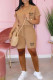 Khaki Casual Print Patchwork Draw String Pocket V Neck Short Sleeve Two Pieces