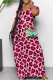 Pink Casual Print Patchwork Pocket V Neck Long Dresses