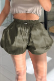 White Casual Solid Patchwork Draw String Loose High Waist Lantern Patchwork Bottoms