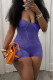 Purple Casual Solid Patchwork Spaghetti Strap Skinny Rompers