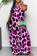 Rose Red Casual Print Patchwork Pocket V Neck Long Dresses