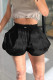 Black Casual Solid Patchwork Draw String Loose High Waist Lantern Patchwork Bottoms